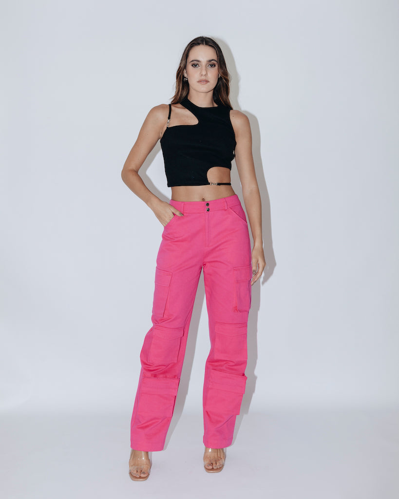 Calça Giorgia rosa de algodão — Another Label