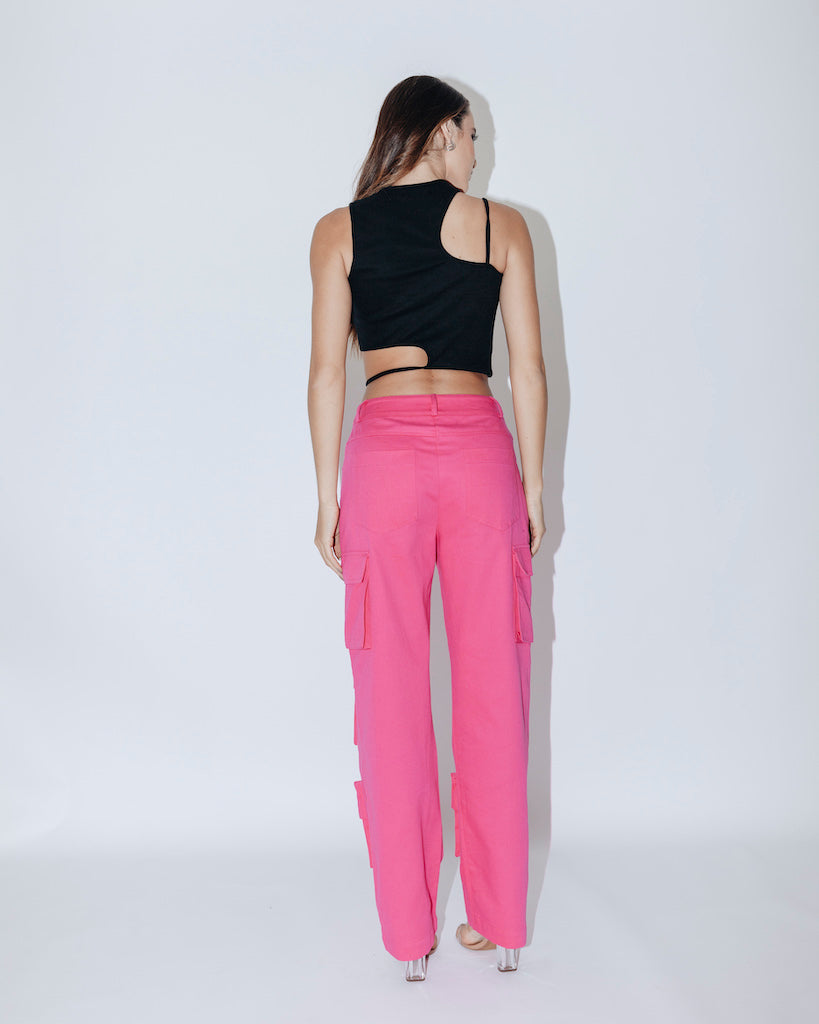 Calça Giorgia rosa de algodão — Another Label (foto 3)