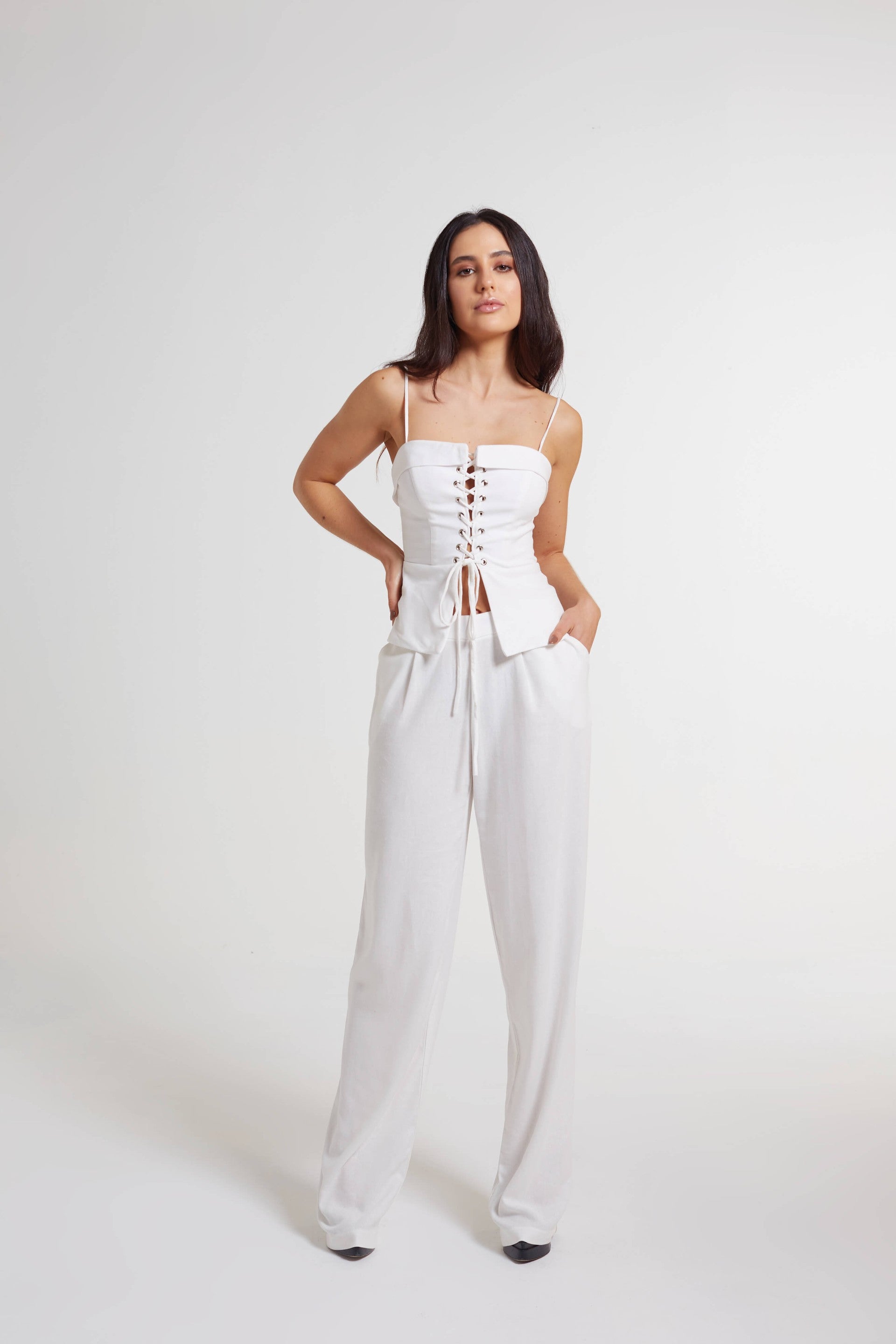 Calça de linho Machiatto off white