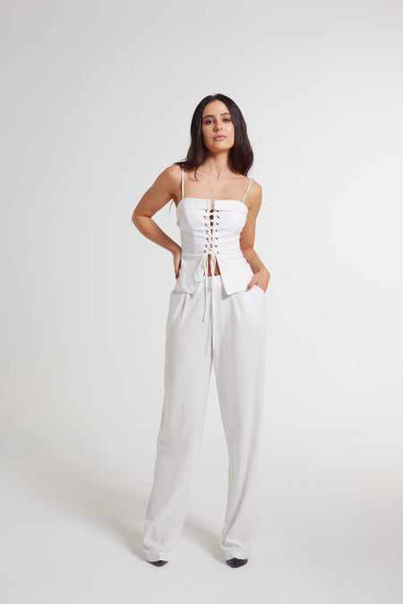 Calça de linho Machiatto off white