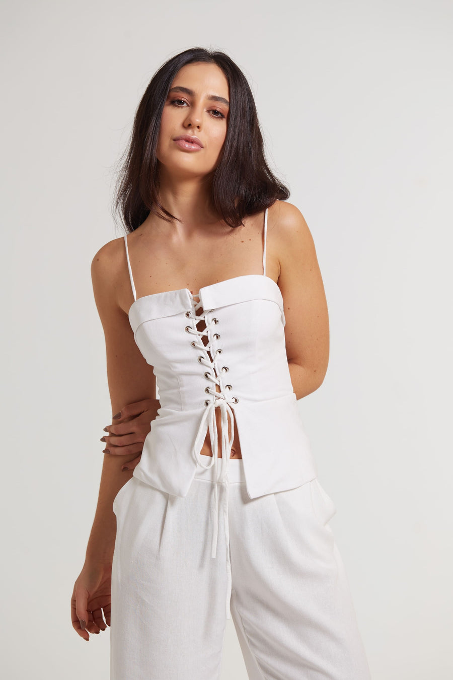 Calça de linho Machiatto off white