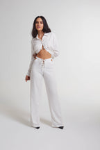 Calça de linho Espresso off white