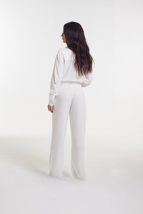 Calça de linho Espresso off white