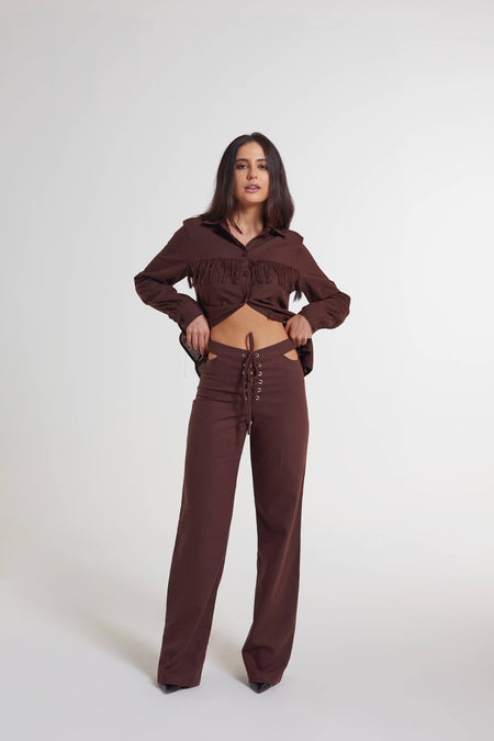 Calça de linho Espresso brown