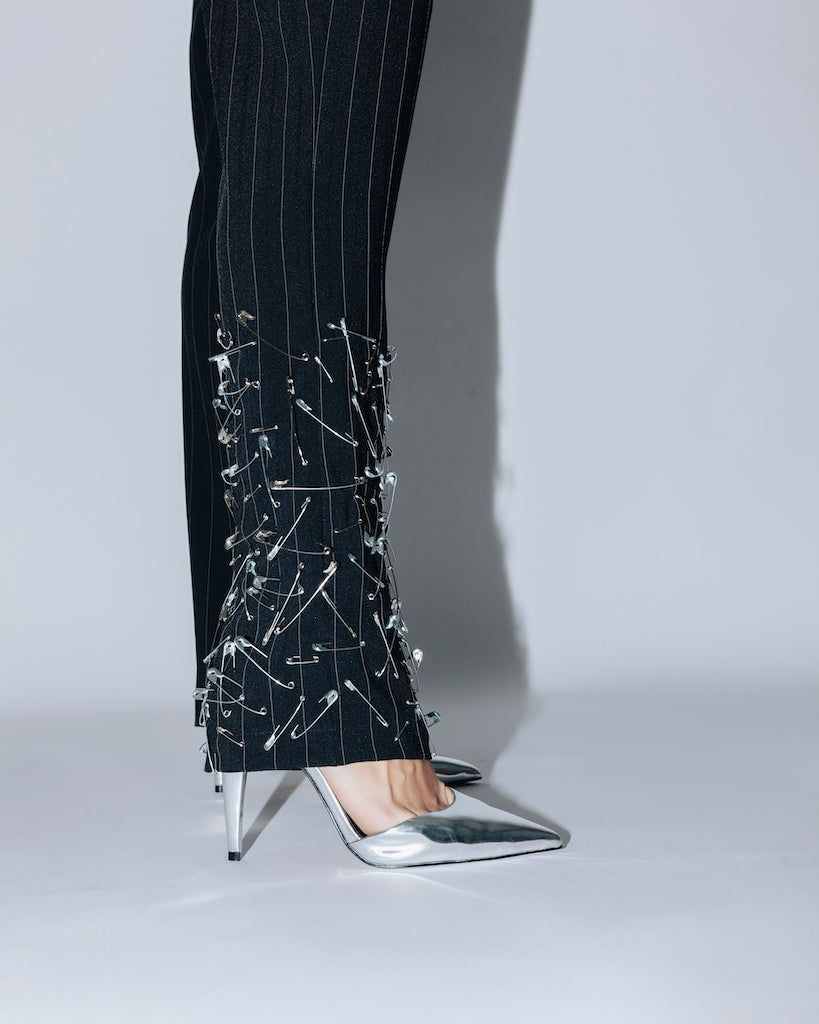 Calça Wanda alfinetes de risca de giz — Another Label (foto 4)