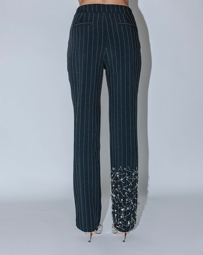 Calça Wanda alfinetes de risca de giz — Another Label (foto 3)